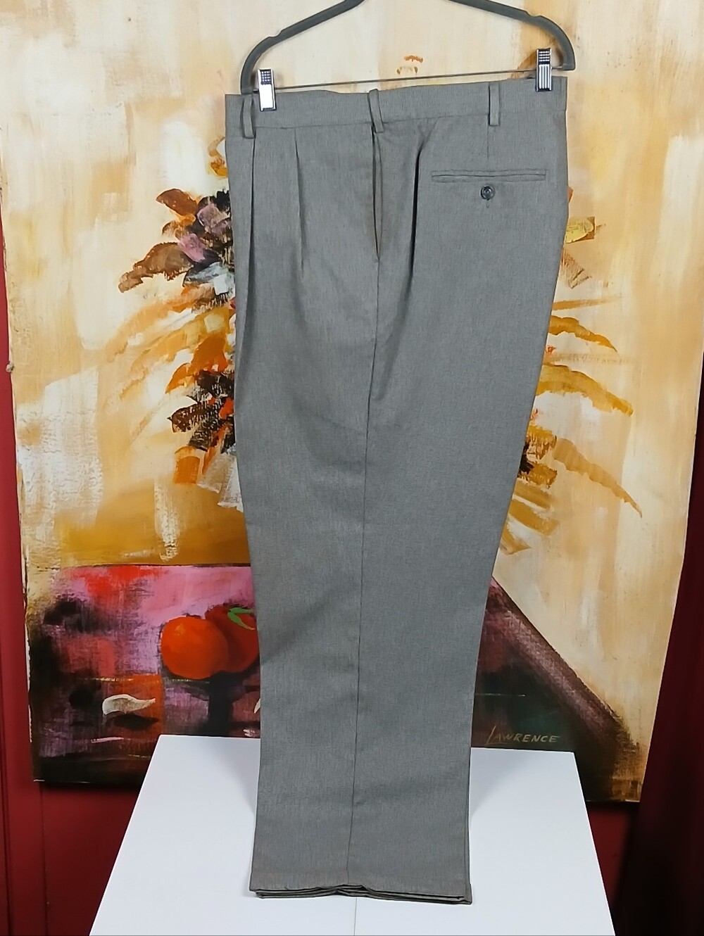 Savane Tailored2U Comfort Waist Gray Houndstooth Men Dress Pants 44/32